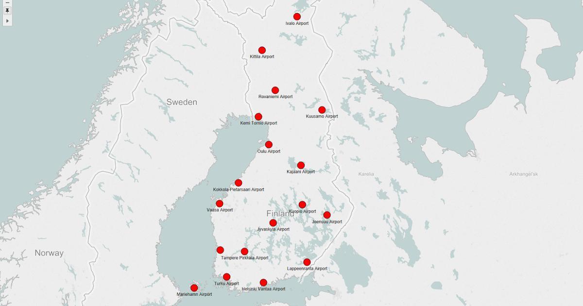 Peta dari Finland lapangan terbang