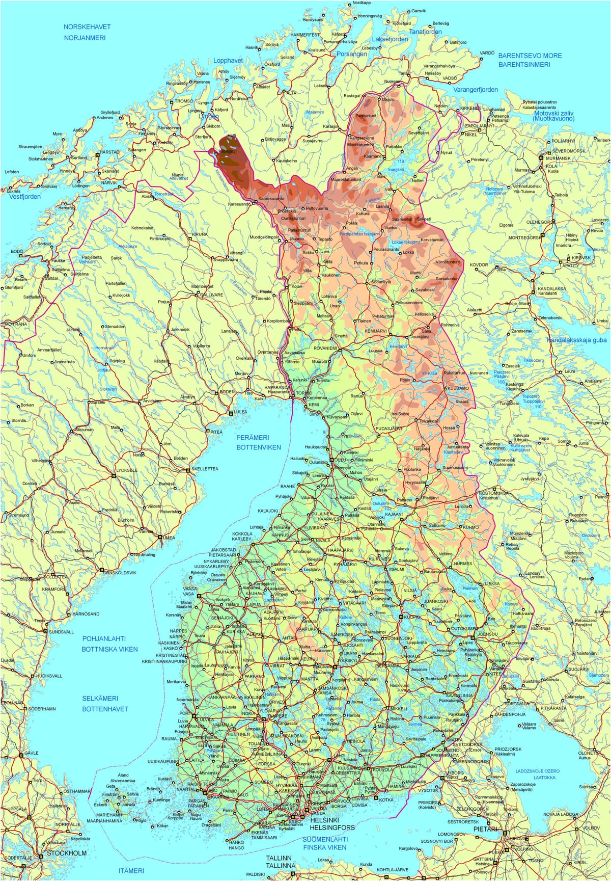 Peta dari Finland jalan