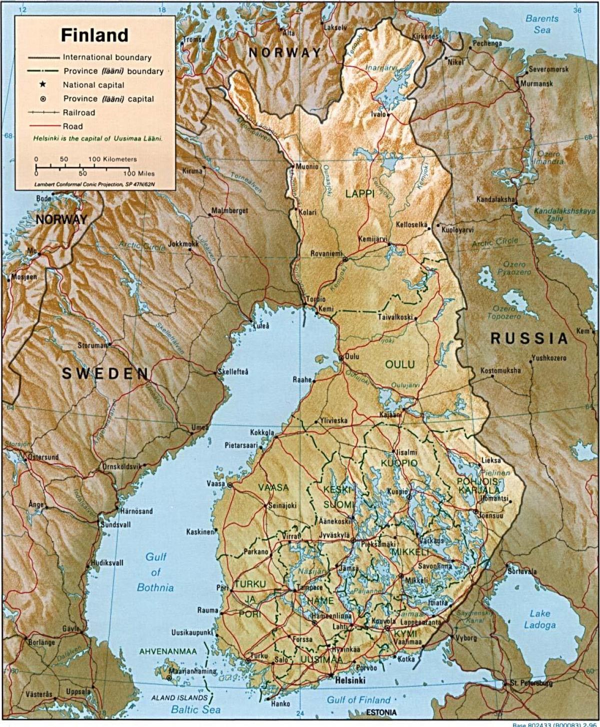 Peta dari Finland topografi