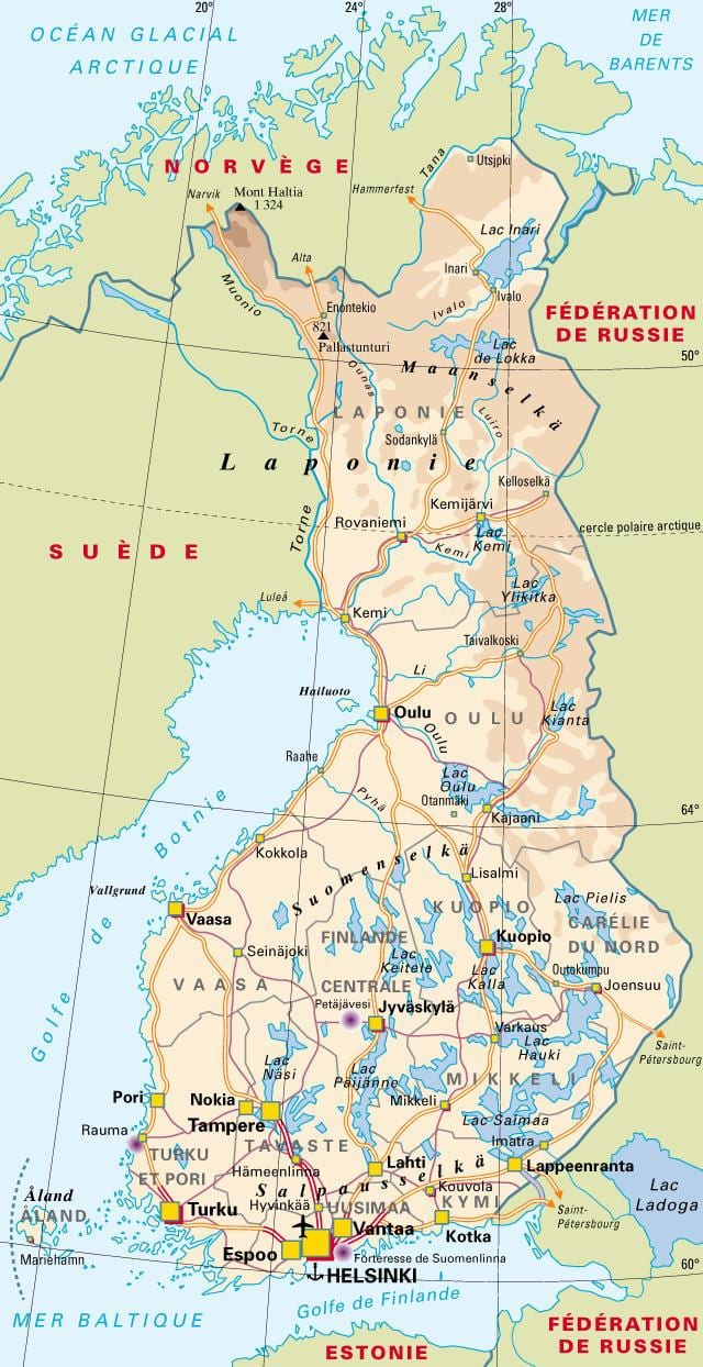 Peta taman nasional Finlandia