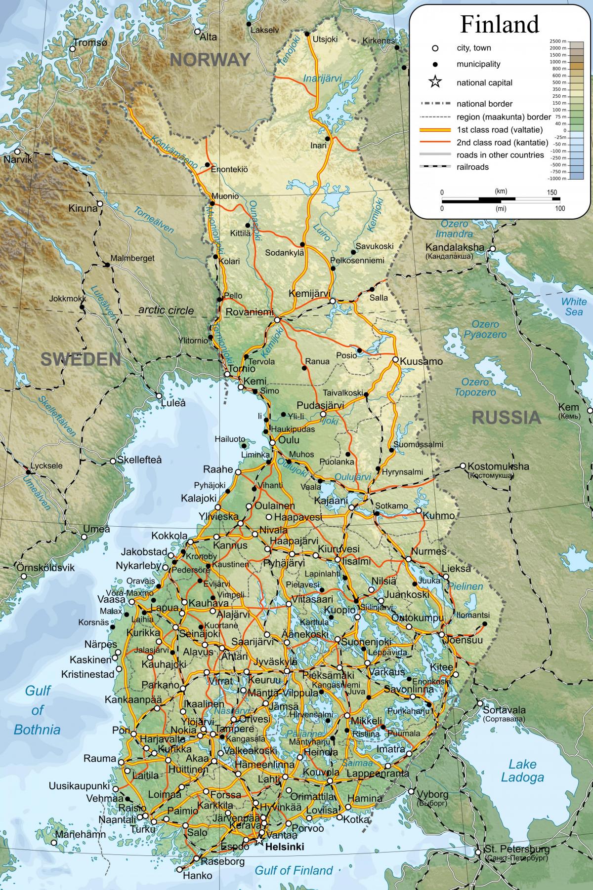 Peta - peta terperinci Finland