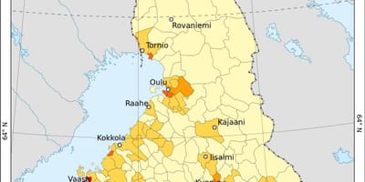 Finland kepadatan penduduk peta